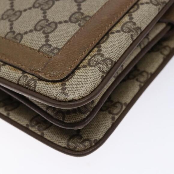 GUCCI GG Supreme Web Sherry Line Shoulder Bag Pvc Beige Gold Red - Picture 10 of 16